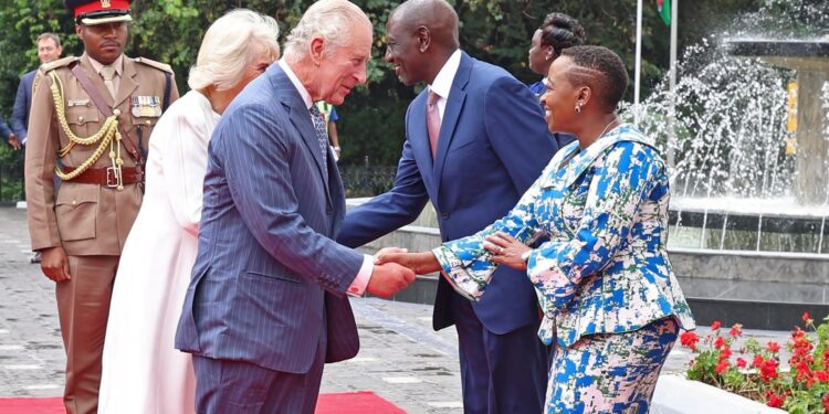 President William Ruto and First Laady Rachel Ruto welcome King Charles and Queen Camilla at State House on October 31, 2023. 
