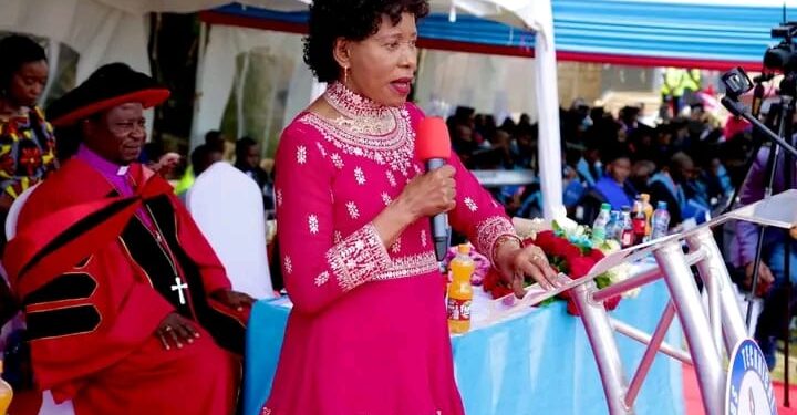 NIBS College Founder Liz Wanyoike speaks during a graduation ceremony in October 2023. 