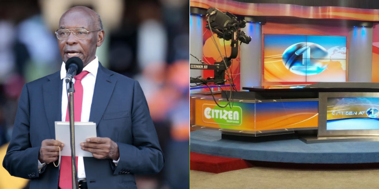 A photo collage of RMS owner S.K Macharia and Citizen TV studios.PHOTOCourtesy. MP