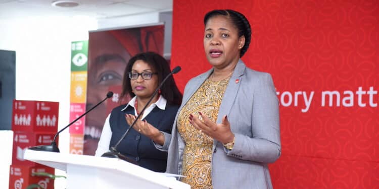 Absa Bank Kenya Business Banking Director Elizabeth Wasunna and International Trade Centre SheTrades Hub Regional Coordinator for East and South Phyllis Mwaura during the launch of The Absa InspireMe conference. PHOTO/Absa. 