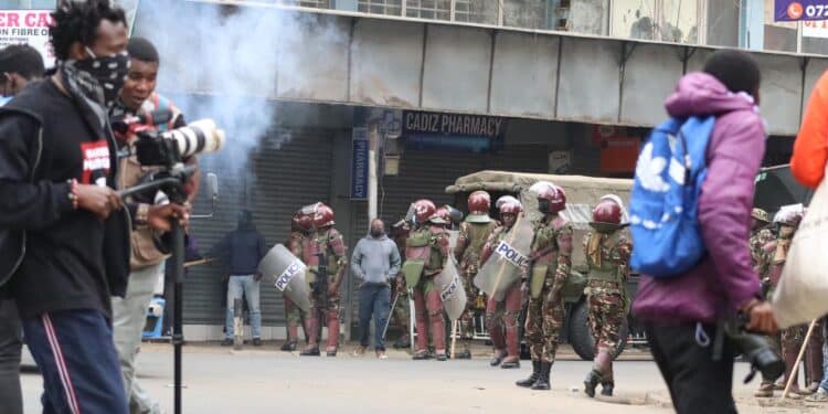 Anti-riot police officers in Nairobi CBD. PHOTO/ TKT
