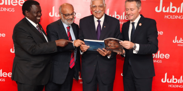 Jubilee Holdings Group CEO Julius Kipngetich with Vice Chairman Zul Abdul, Chairman Nizar Juma and Group Chief Operating Officer Juan Cazcarra. Photo/Courtesy