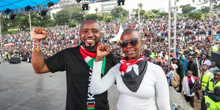Boniface Mwangi and his wife Hellen Njeri pose for a photo during the Shujaaz Memorial Concert on July 7. PHOTO/Boniface Mwangi