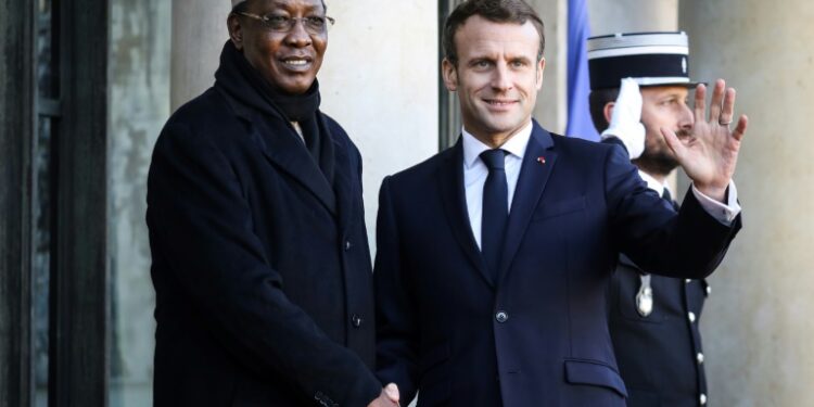 AFP | France's President Emmanuel Macron welcomes Chad's President Idriss Deby as he arrives at the Elysee presidential palace in 2019