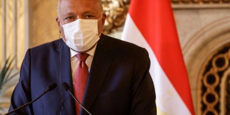 Foreign Minister Sameh Shoukry (pictured March 2021) said Egypt had urged Israel to "exert all possible efforts to prevent the deterioration of the situation in Jerusalem" but was met with indifference | AFP