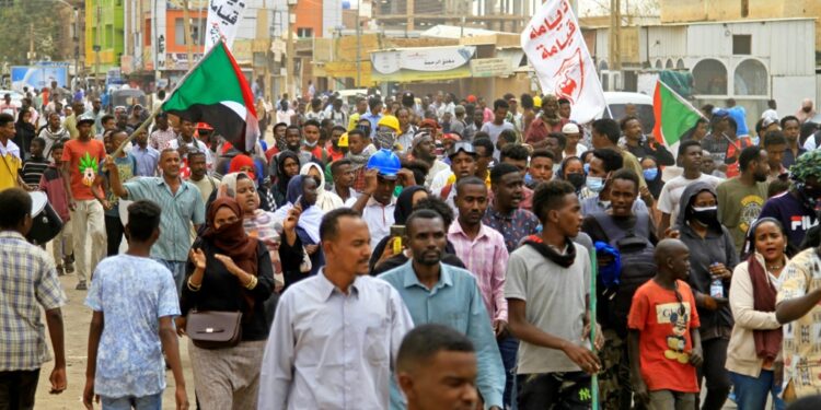 Sudanese protesters rally against the October military coup which has led to scores of arrests, in the capital Khartoum on February 24, 2022 | AFP