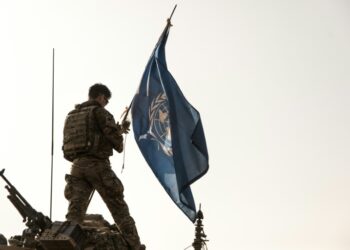 The UN's peacekeeping mission in Mali, MINUSMA (of which this soldier, pictured October 2021, is a member) was able to fly over the site on April 3, 2022 | AFP