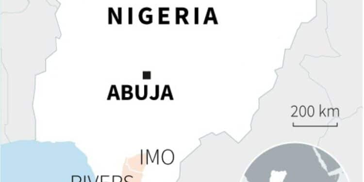 Map of Nigeria locating the states of Rivers and Imo | AFP