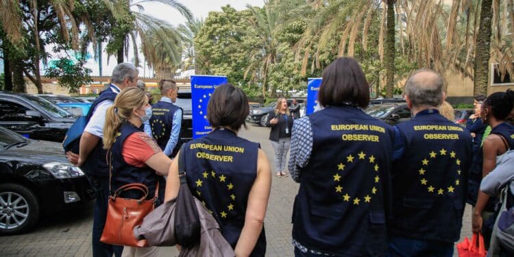 Part of the EU Observer Mission team during a briefing session.Photo/Courtesy