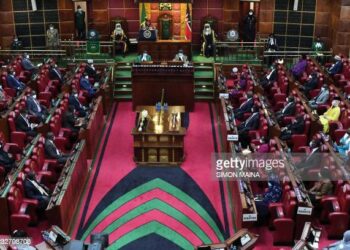A general view showing Kenyan Members of Parliament and Senators attending an address by Tanzanian President Samia Suluhu Hassan at the Parliament Buildings in Nairobi on May 5, 2021. (Photo by Simon MAINA / AFP) (Photo by SIMON MAINA/AFP via Getty Images)