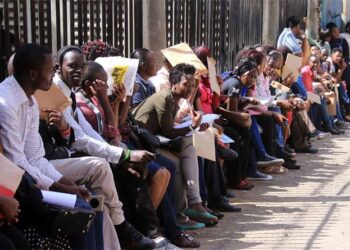 Job seekers showing up for an interview in Nairobi