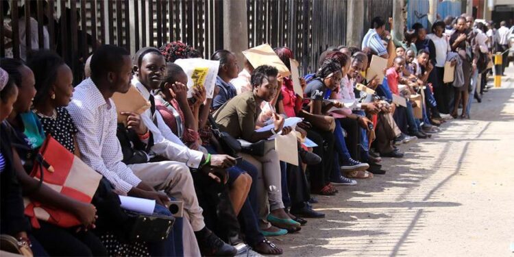 Job seekers showing up for an interview in Nairobi