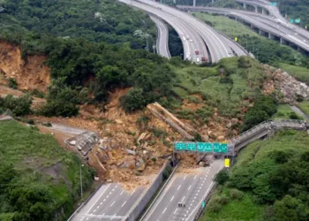 A 2010 landslide in Taiwan, where researchers gathered their data. Photograph: National Airborne Service Corps/AP
