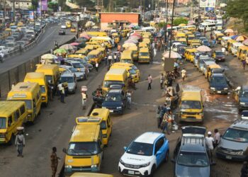 Gridlock: Commuters can waste hours in Lagos's notorious traffic jams: IMAGE/AFP