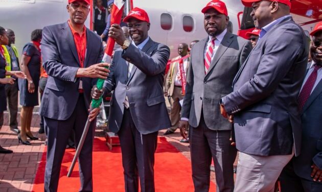 DP Rigathi Gachagua when he flagged off the inaugural commercial flight to Kakamega town.Photo/DPPS