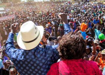 Azimio leaders with their supporters during the Kamukunji rally.Photo/Courtesy