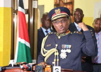 National Police Service Inspector General Japhet Koome during a past press briefing. PHOTO/COURTESY.