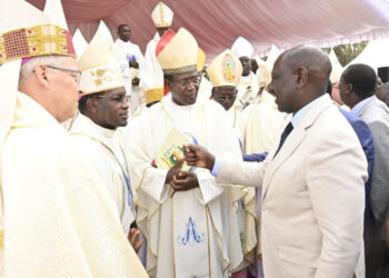 President William Ruto at the ordination ceremony of Fr. Henry Juma Odonya as the new Bishop of Kitale Catholic Diocese on Saturday, January 21 in Kitale.PHOTO/COURTESY.