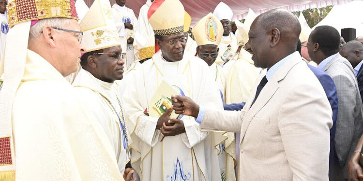 President William Ruto at the ordination ceremony of Fr. Henry Juma Odonya as the new Bishop of Kitale Catholic Diocese on Saturday, January 21 in Kitale.PHOTO/COURTESY.