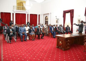Presiding William Ruto with 30 MPs from the Jubilee party. PHOTO/COURTESY