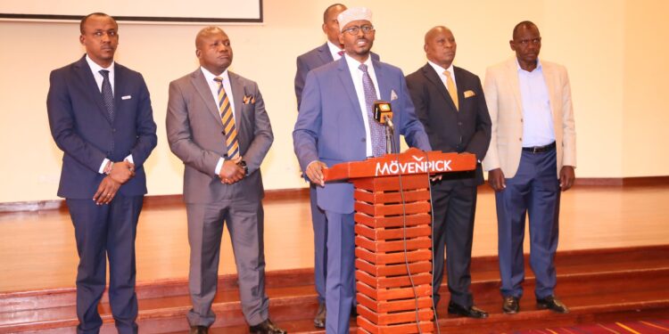 A section of Governors during a press briefing in Nairobi on Wednesday.Photo/COG