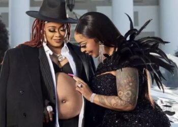 Heavily pregnant Da Brat with her wife, Harris Dupart : PHOTO/Courtesy