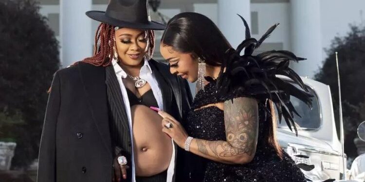 Heavily pregnant Da Brat with her wife, Harris Dupart : PHOTO/Courtesy