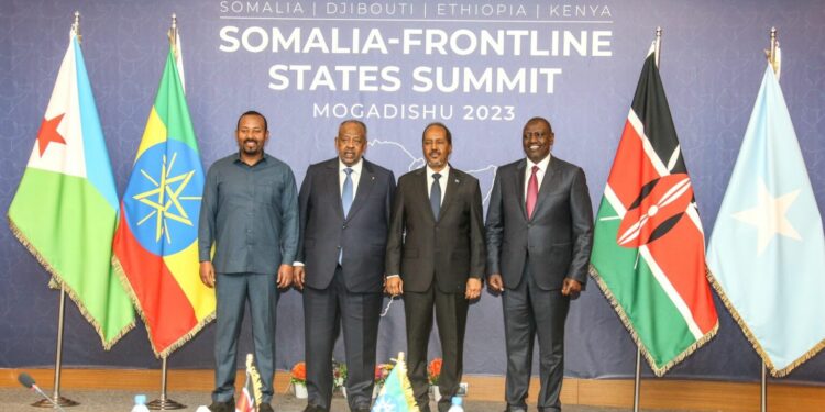 Horn of Africa Heads of State during the Somalia Frontline States Summit in Mogadishu.Photo/PCS