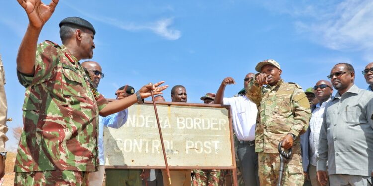 Interior CS Kithure Kindiki when he visited the Mandera border control post.Photo/Kithure Kindiki,Twitter