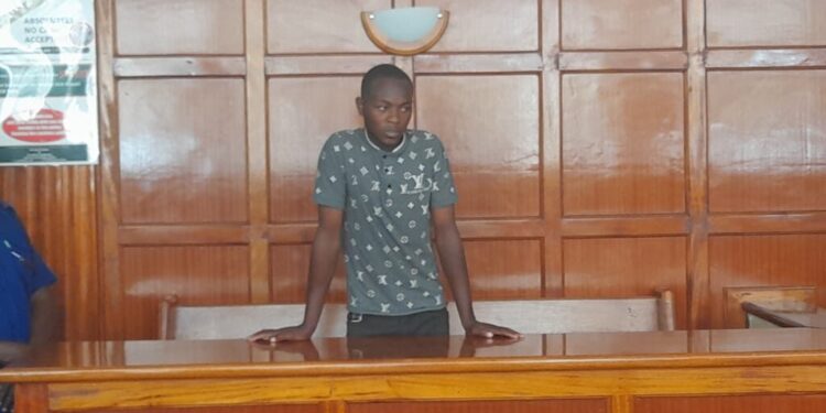 Boda Boda rider Philip Mweteli before court where he was charged with offence of rider a motorcycle without licence,knocking down Banissa Mp Kulow Hassan Maalim. /COURTESY
