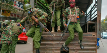 Police officers from Kenya’s General Service Unit get ready to disperse demonstrators protesting against police brutality in Nairobi in July 2020 | Tony Karumba/AFP via Getty Images)