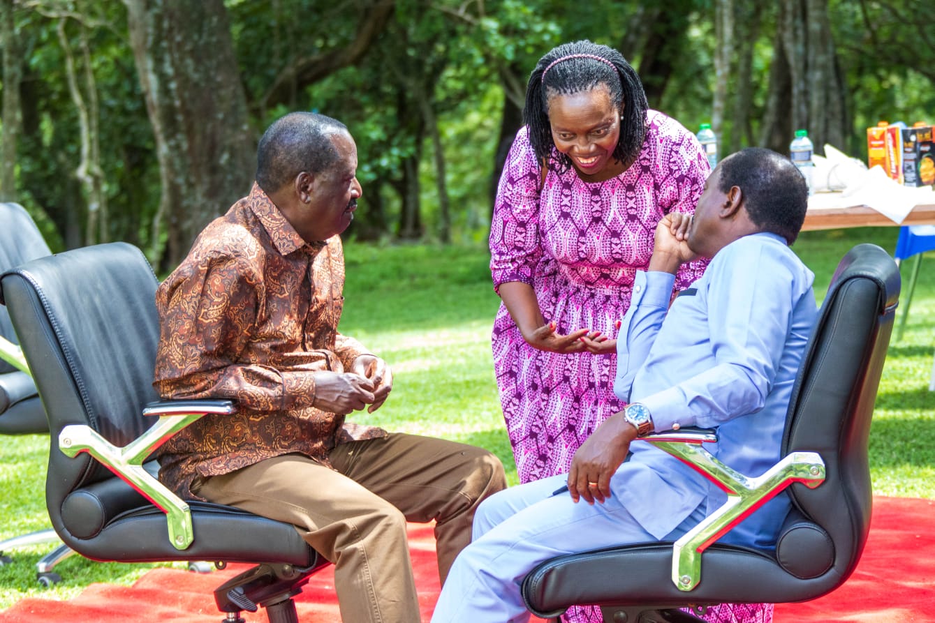 ODM party leader Raila Odinga, Wiper party leader Kalonzo Musyoka and NARC KENYA party leader Martha Karua. PHOTO/Courtesy.