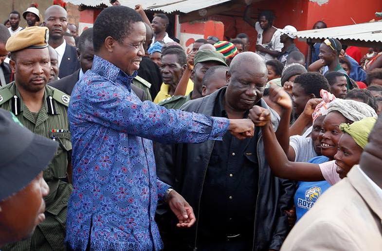 Former President of Zambia Edgar Lungu with his supporters.