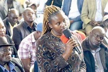 Mercy Tarus one of the Uasin Gishu Students, demanding for a refund. PHOTO/Courtesy
