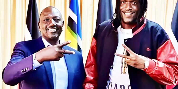 President William Ruto poses for a photo with artist and Producer Byron Muhando