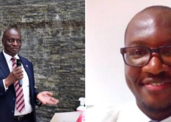 A collage photo of Nairobi Hospital CEO James Nayomongo (left) and a photo the Hospital's former Finance Director Eric Maigo.