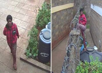 A collage of CCTV images of a suspect escaping the residence of the late Erick Maigo.