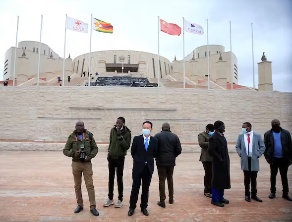 Zimbabwe’s new parliament building was constructed and fully funded by China as a gift to the southern African country. Shaun Jusa/Xinhua via Getty Images