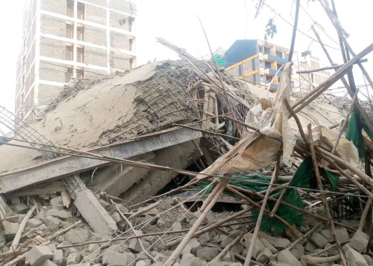 The remains of the building that collapsed on September 24, 2023, in Mirema Drive - linked to Sakaja aide