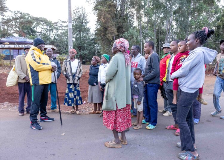 Deputy President Rigathi Gachagua (left) interacts with locals in his Mathira constituency on September 23, 2023. 
