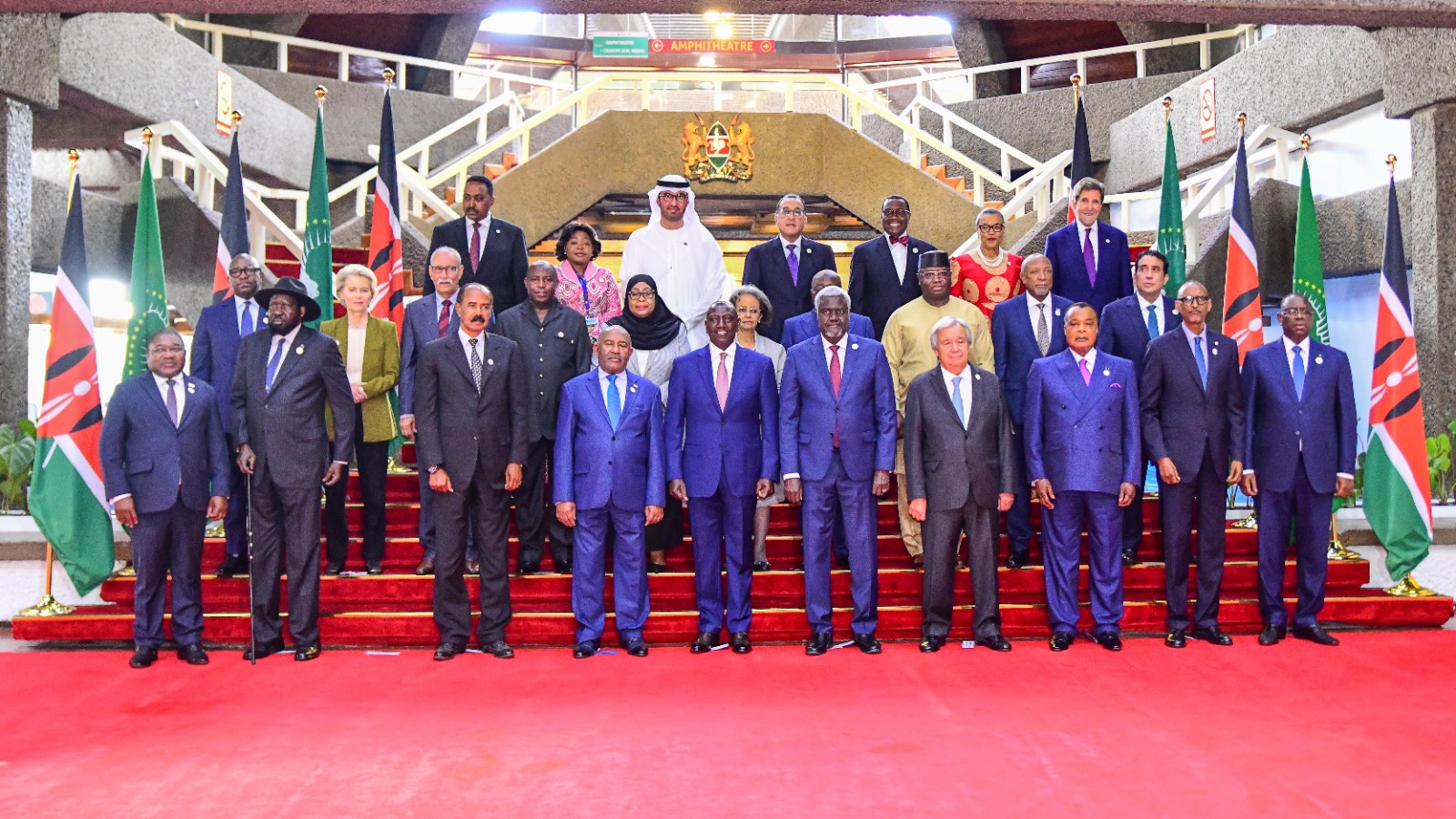 President William Ruto with other Heads of States and Governments and dignitaries at the Kenyatta International Convention Centre, Nairobi, during the opening of the Heads of State session of the Africa Climate Summit. PHOTO/PCS.