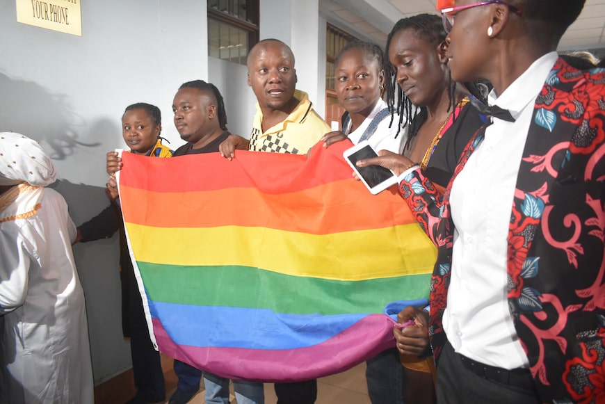 Kenyan LGBTQ Activists before a court proceeding in 2019. 