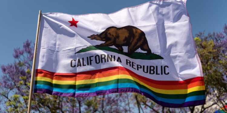 A Californian Flag branded with the LGBTQ Flag PHOTO/Courtesy