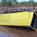 The bus that plunged into Enziu River. PHOTO/Courtesy.