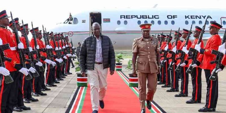 A past photo of President William Ruto at the JKIA.