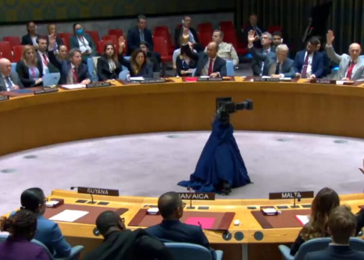 Members of the UN Security Council during the voting session on October 2, 2023.