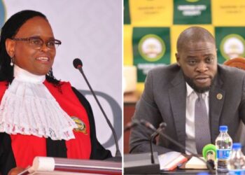 A photo collage of Chief Justice Martha Koome (left) and Nairobi Governor Johnson Sakaja.