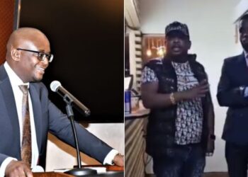 A photo collage of LSK President Eric Theuri and a screengrab from a video shared by former Governor Mike Sonko.