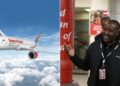 A photo collage of a Kenya Airways aircraft and a photo of the airline's CEO Allan Kilavuka.