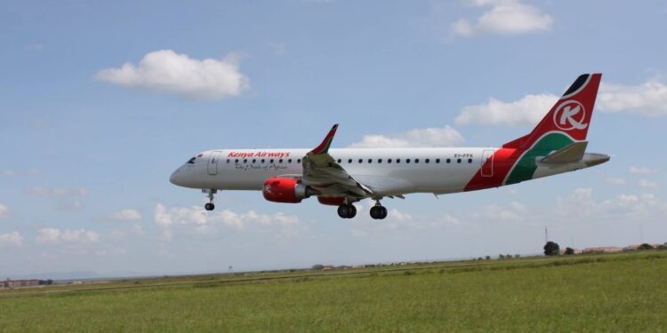 A Kenya Airways aircraft at the Wilson Airport in Nairobi.